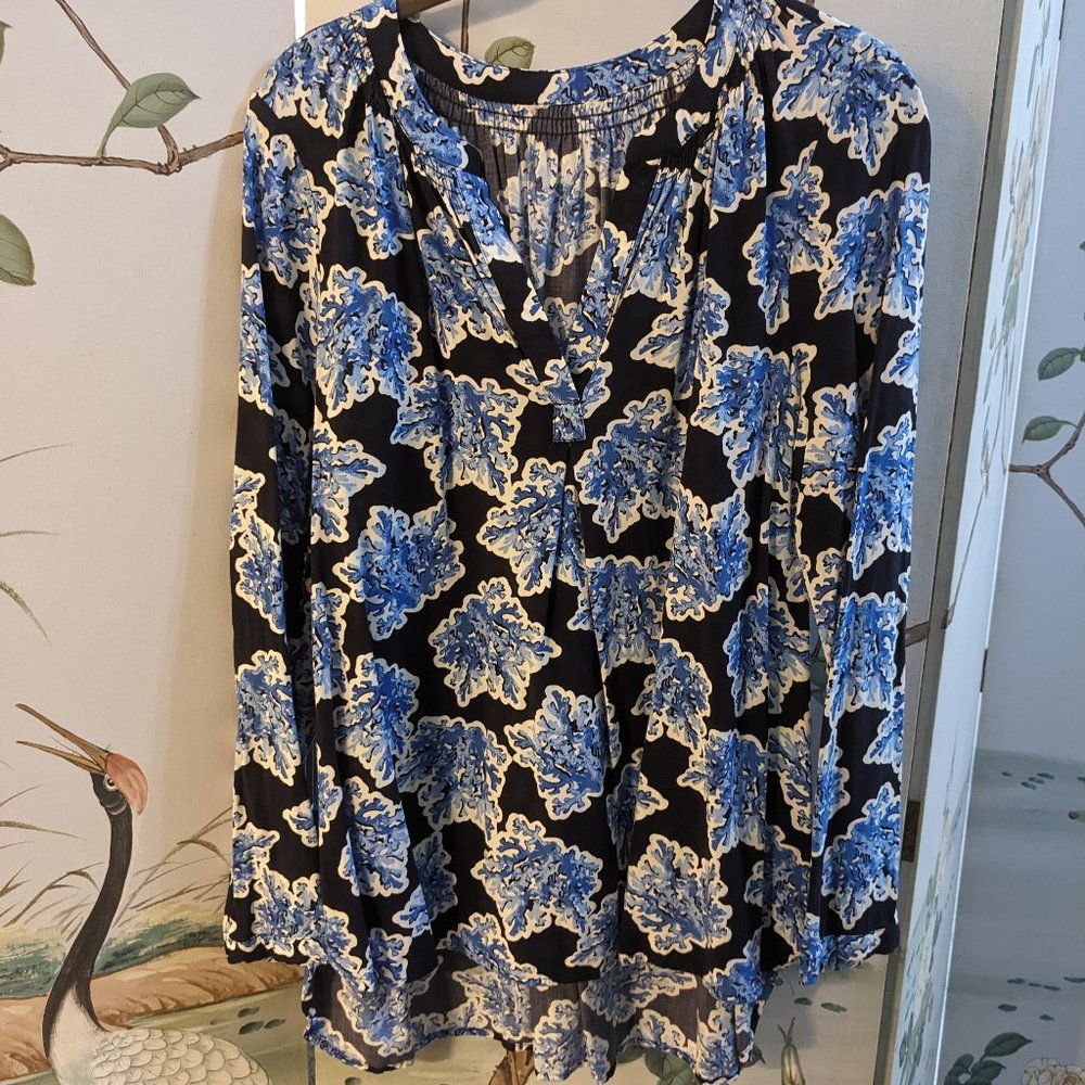 Blue Coral design peasant shirt